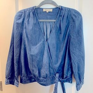 Madewell denim wrap top size Small